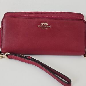 Coach Red Leather Wristlet wallet